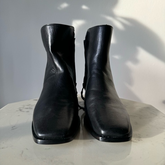 Sam Edelman Womens Thatcher Black Leather Square Toe Ankle Boots US 6.5 EUR 36.5 - Picture 2 of 8